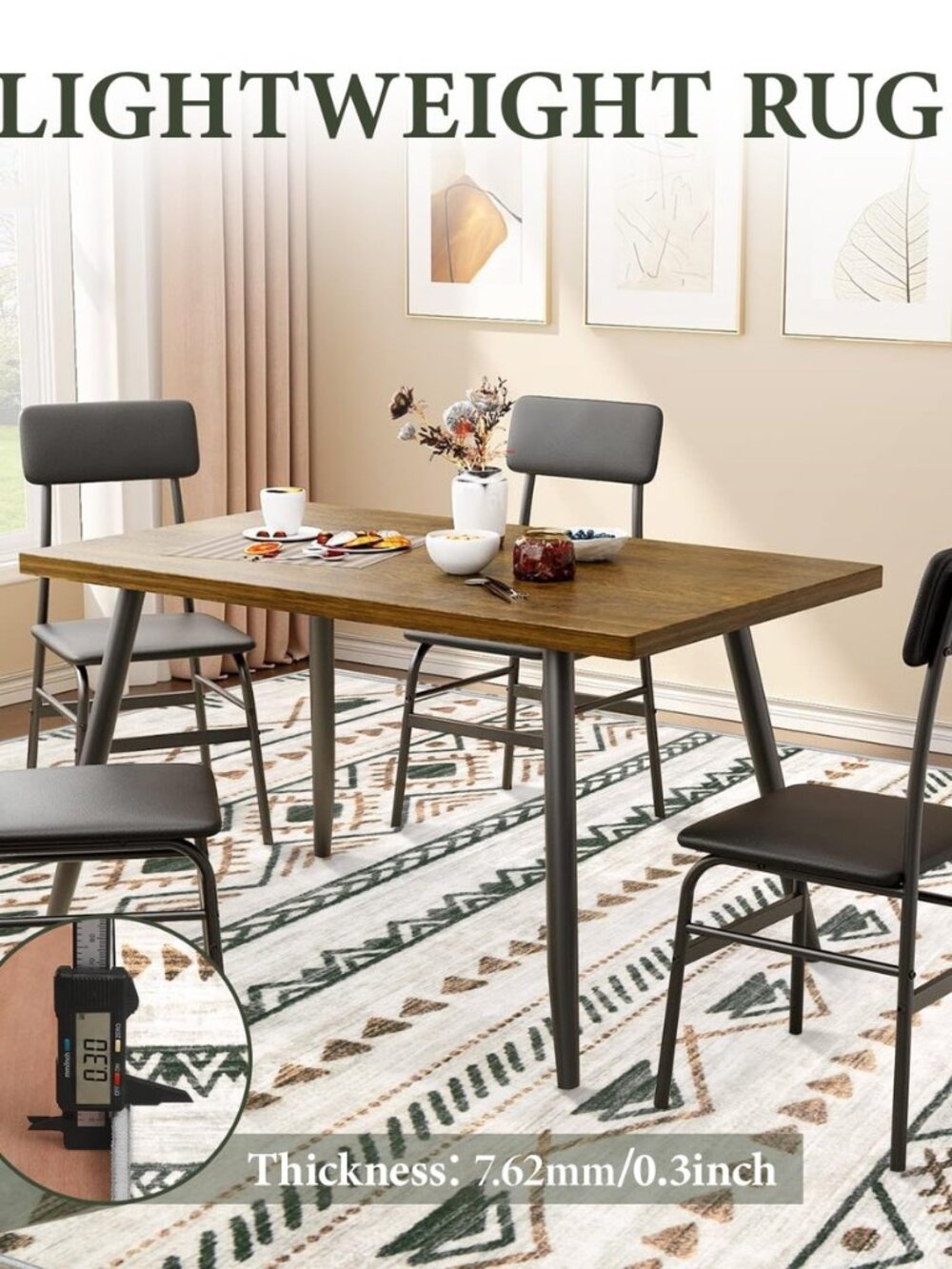 Area Rug Living Room Rugs 8x10 - Large Soft Boho Geometric Rug, Non-Slip - Picture 6 of 8